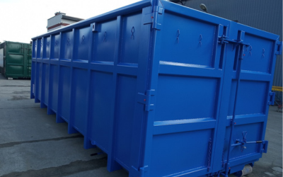 Robuster, hochwertiger blauer Abrollcontainer